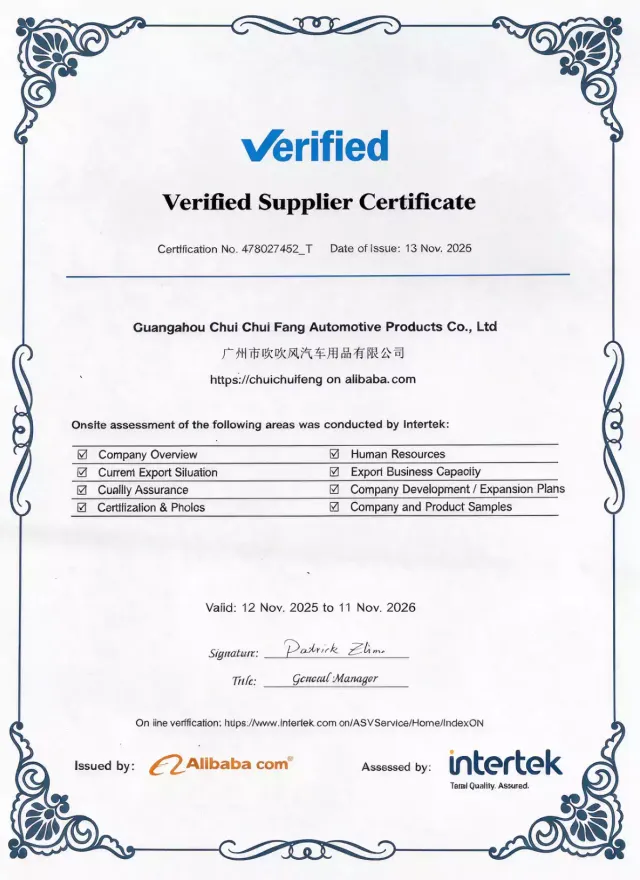 Intertek-Zertifikat „Verified Supplier“ von CCF
